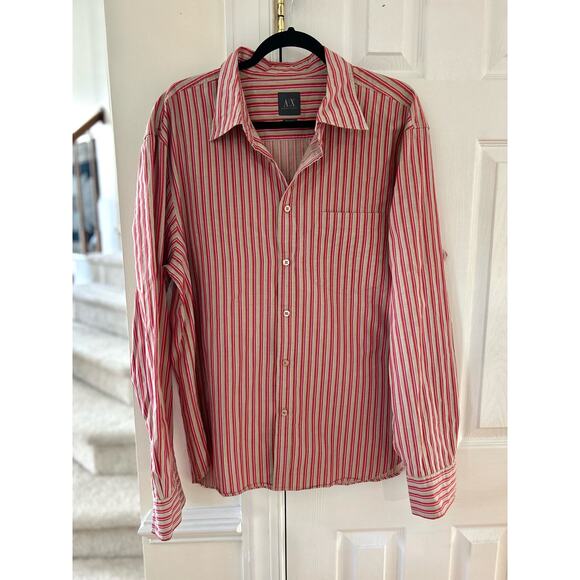 Armani Exchange Tan, Red & Pink Pin Stripe Dress Shirt - Picture 1 of 7